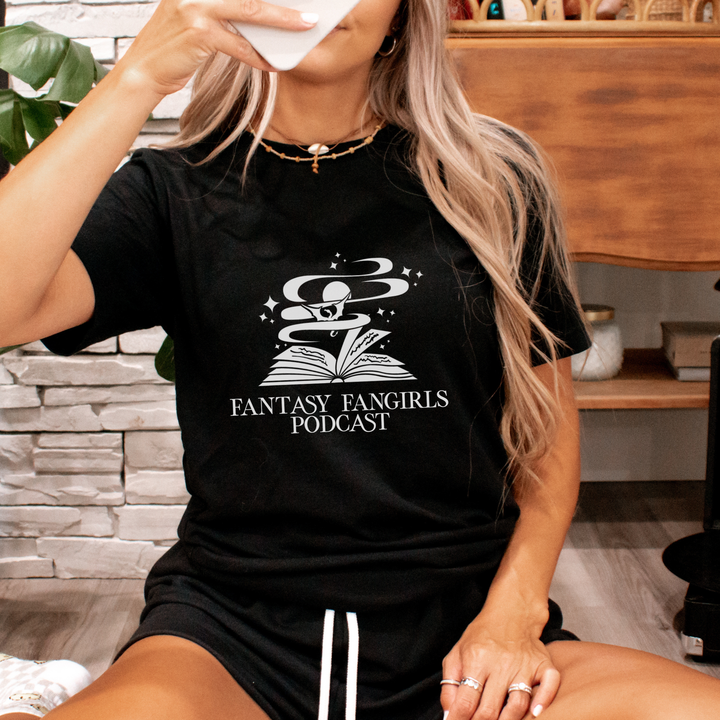 Black and White Fantasy Fangirls Logo Unisex Short Sleeve Tee