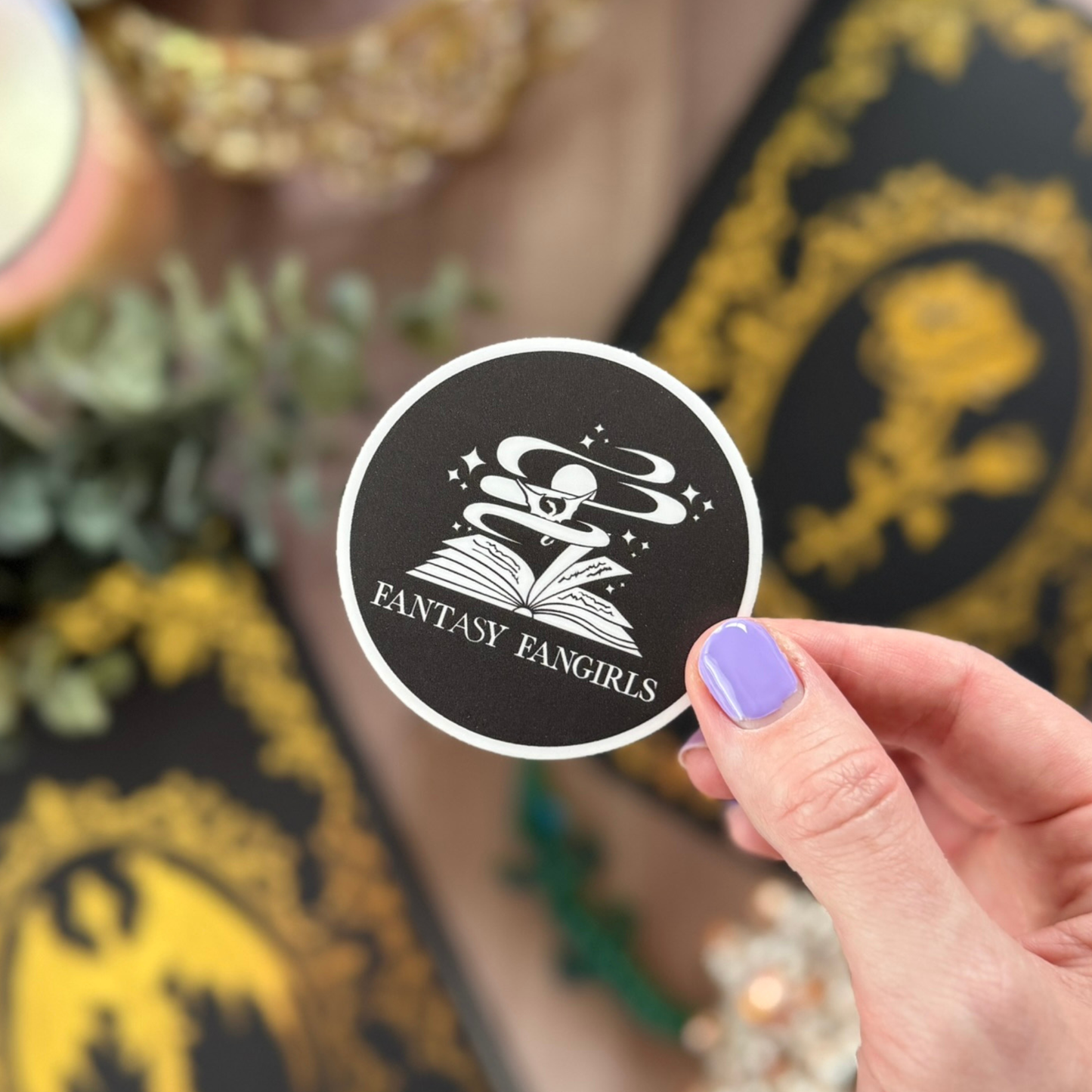 Fantasy Fangirls Round Sticker (White Logo)