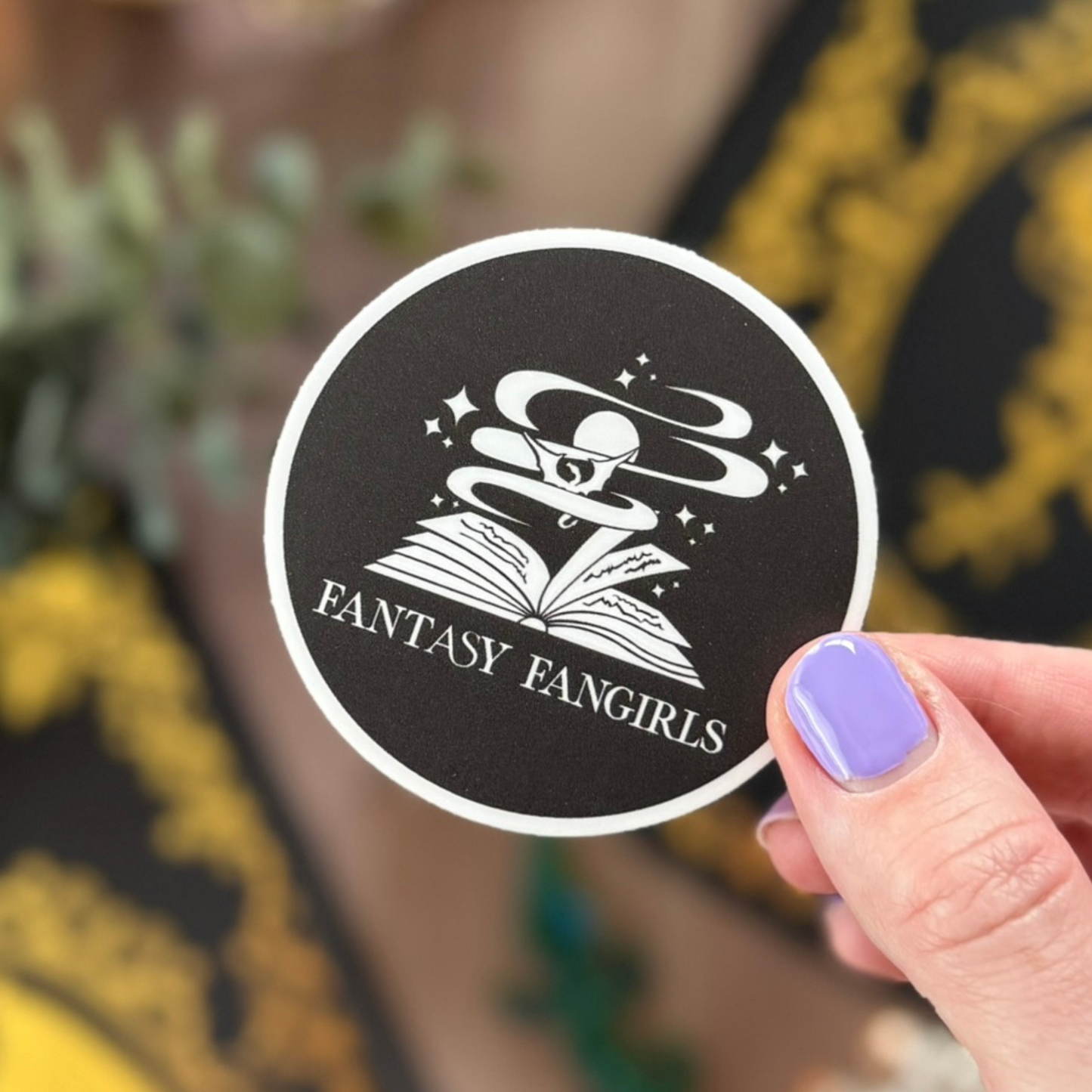 Fantasy Fangirls Round Sticker (White Logo)