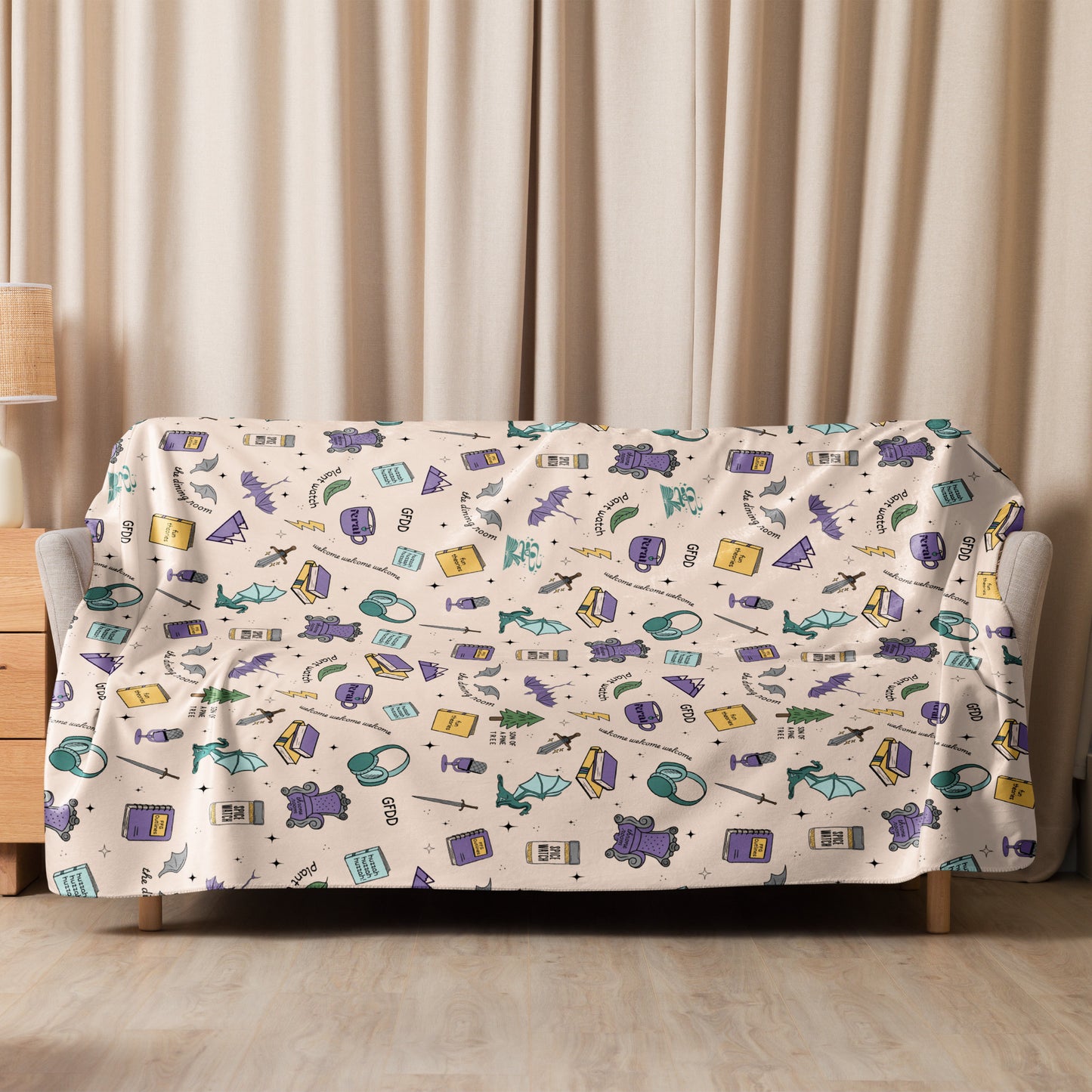 FFG Doodle Sherpa Blanket