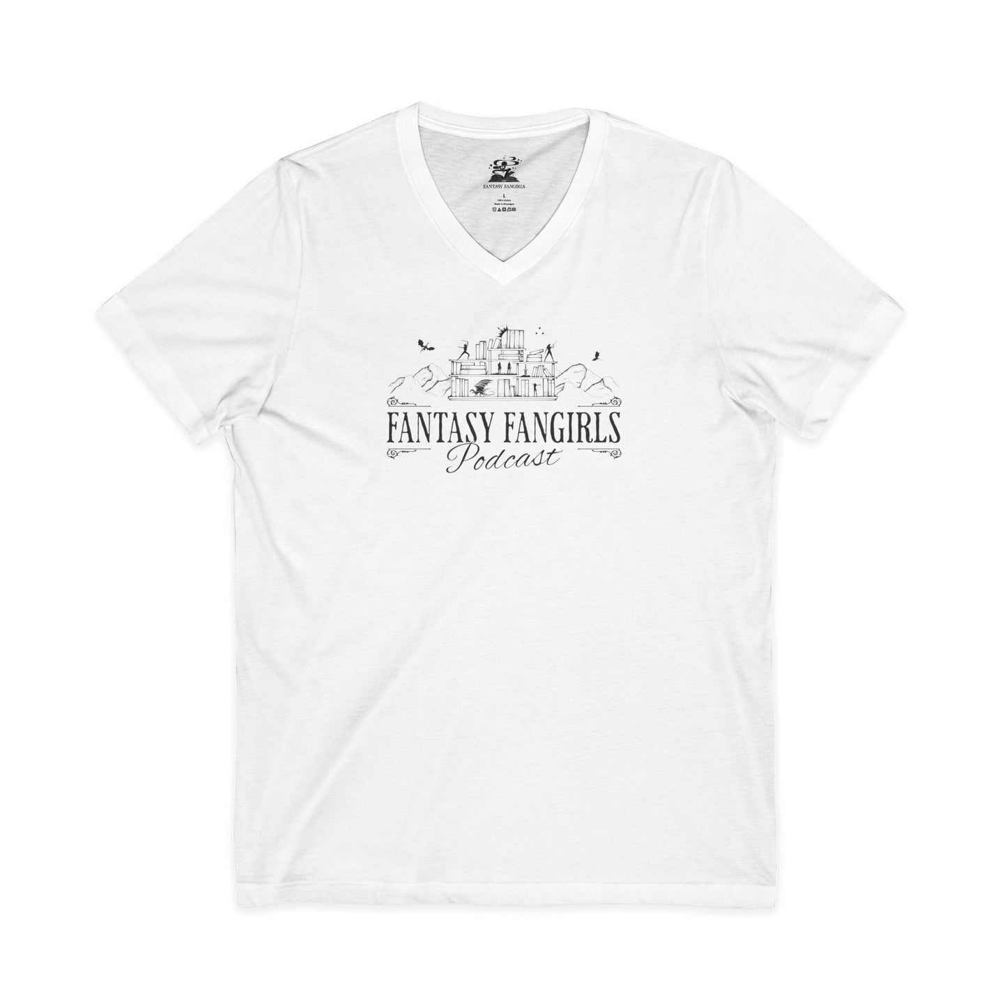 The FMC Bookshelf Unisex Sleeve V-Neck Tee