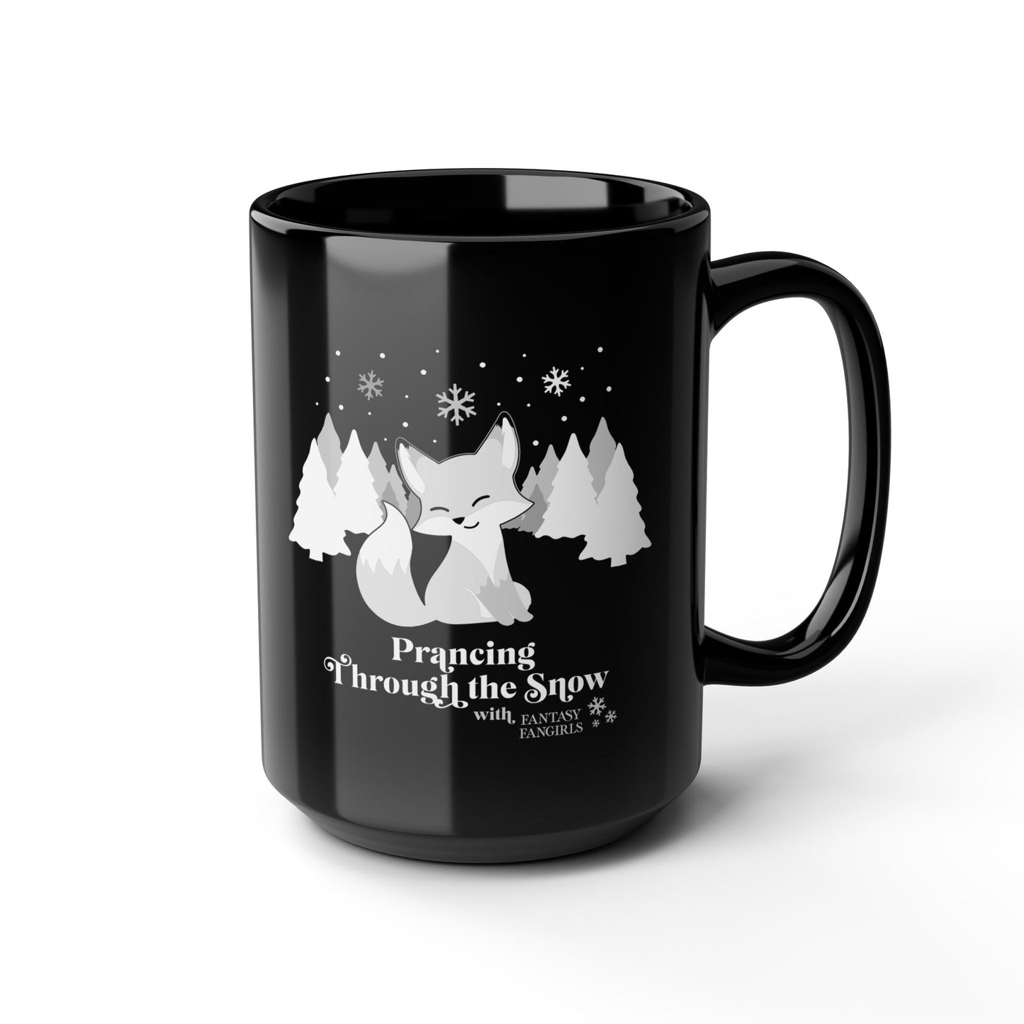 Prancing Through the Snow Black Mug