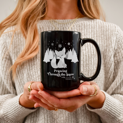 Prancing Through the Snow Black Mug