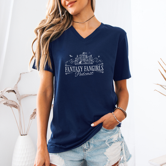 The FMC Bookshelf Unisex Sleeve V-Neck Tee