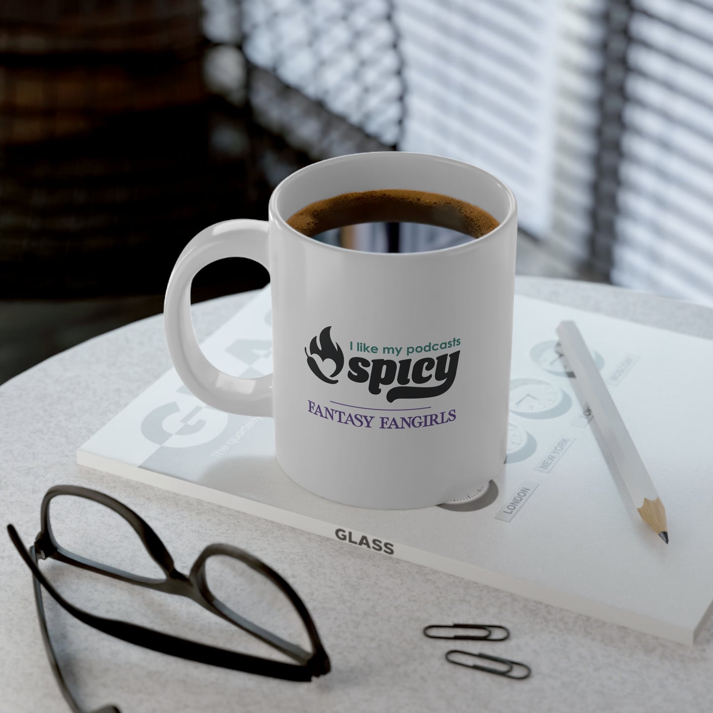I Like My Podcasts Spicy Mug (White)