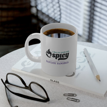 I Like My Podcasts Spicy Mug (White)